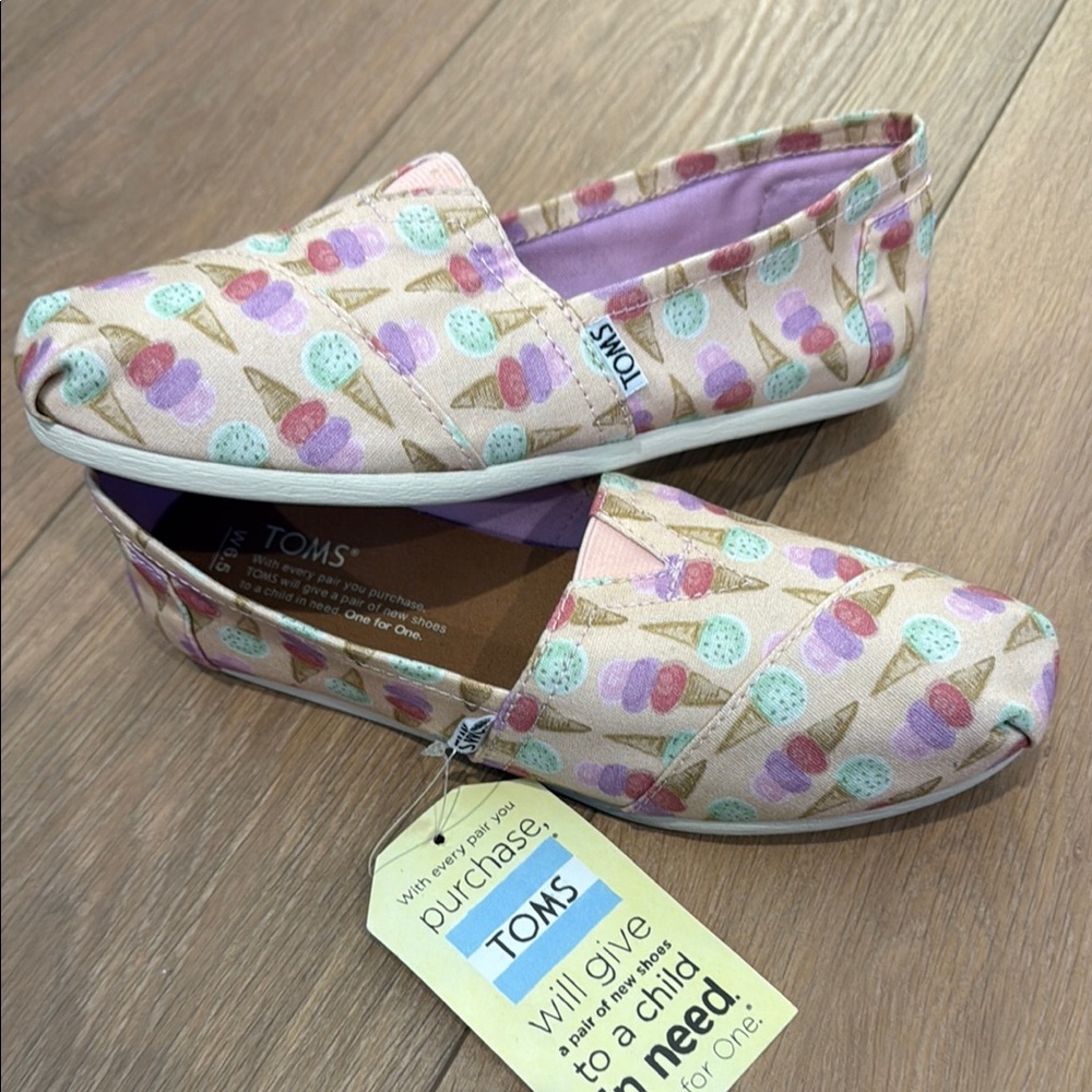 TOMS Kids Ice Cream Print Shoes - Cream and Purple